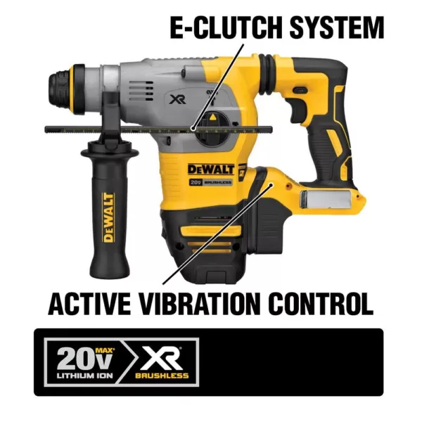 DEWALT 20-Volt MAX XR Cordless Brushless 1-1/8 in. SDS Plus L-Shape Rotary Hammer, (2) 20-Volt 6.0Ah Batteries & Charger