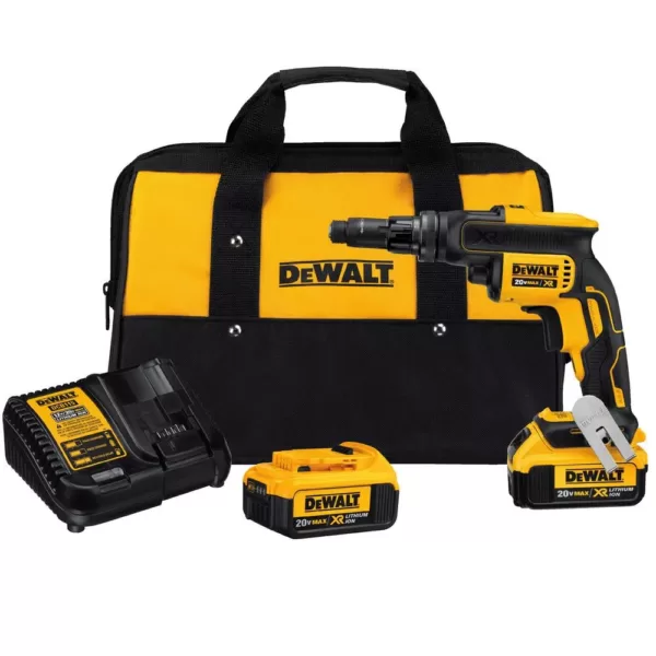 DEWALT 20-Volt MAX XR Cordless Brushless Drywall Screw Gun with Versa-Clutch Adjustable Torque with (2) 20-Volt 4.0Ah Batteries