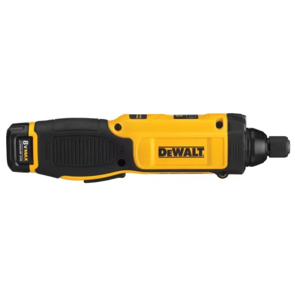 DEWALT 8-Volt MAX Cordless 1/4 in. Hex Gyroscopic Screwdriver with Accessory Kit, (1) 1.0Ah Battery, Charger & Bag