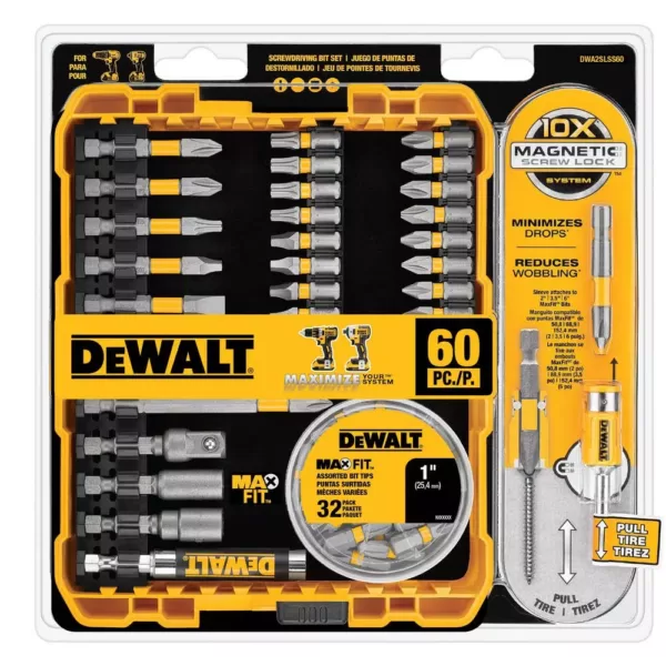 DEWALT MAXFIT High Speed Steel Screwdriving Bit Set (60-Piece)