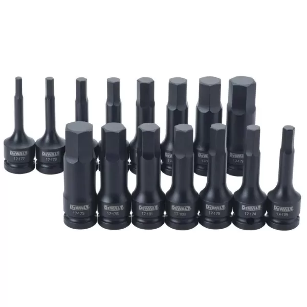 DEWALT 1/2 in. Drive Combination Impact Hex Socket Set (15-Piece)