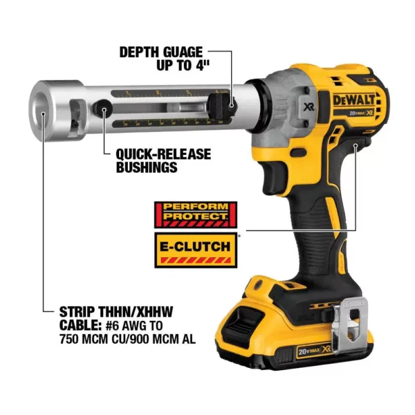 DEWALT 20-Volt MAX XR Cordless Brushless Cable Stripper with Stapler, (2) 20-Volt 5.0Ah Batteries & (1) 20-Volt 2.0Ah Battery