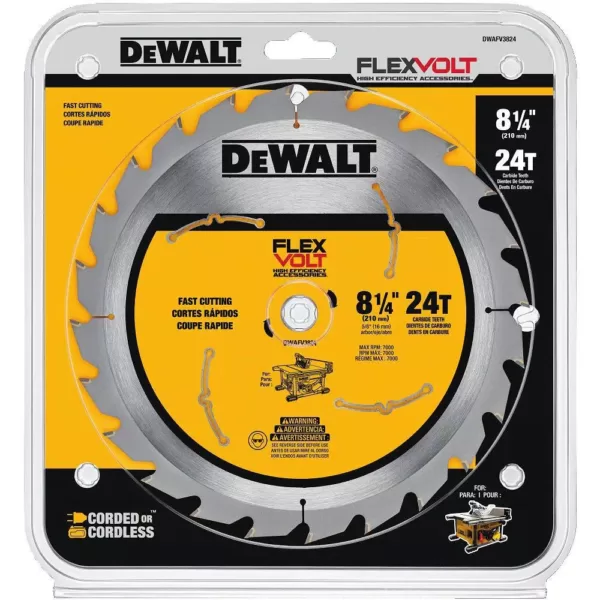 DEWALT FLEXVOLT 8-1/4 in. 24-Teeth Carbide-Tipped Table Saw Blade