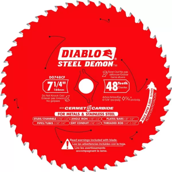 DIABLO 7-1/4 in. x 48-TPI Cermet Steel Demon Ferrous Metal Cutting Saw Blade