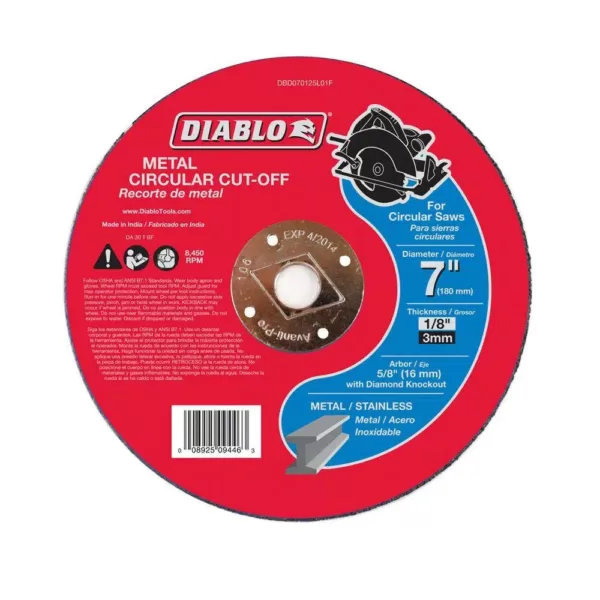 DIABLO 7 in. x 1/8 in. x 5/8 in. Metal Cut-Off Disc