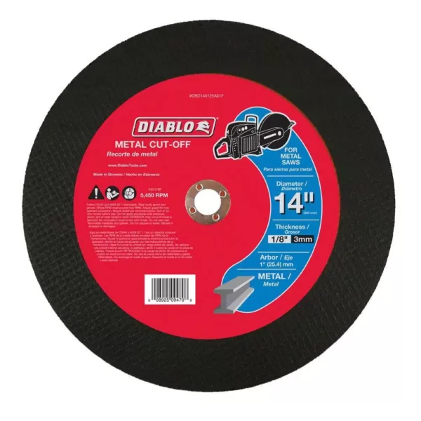 DIABLO 14 in. x 1/8 in. x 1 in. Metal High Speed Cut-Off Disc