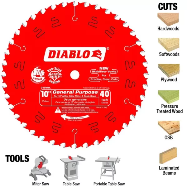 DIABLO 10 in. x 40-Tooth General Purpose Saw Blade (2-Pack)