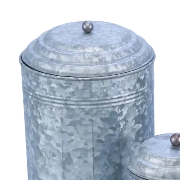 Benzara 3-Piece Rustic Metal Galvanized Canisters