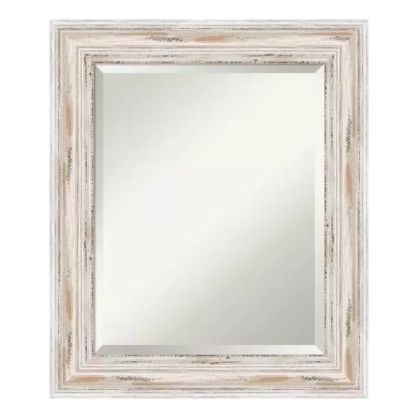 Amanti Art Alexandria 21 in. W x 25 in. H Framed Rectangular Beveled Edge Bathroom Vanity Mirror in Distressed Whitewash