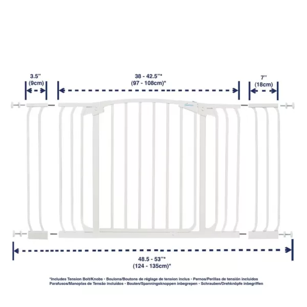 Dreambaby Chelsea 29.5 in. H Standard Height and Extra Wide Auto-Close Security Gate in White with Extensions