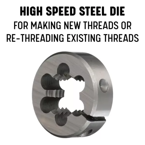 Drill America 3/4 in.-10 1-1/2 in. Outside Diameter High Speed Steel Round Threading Die, Adjustable