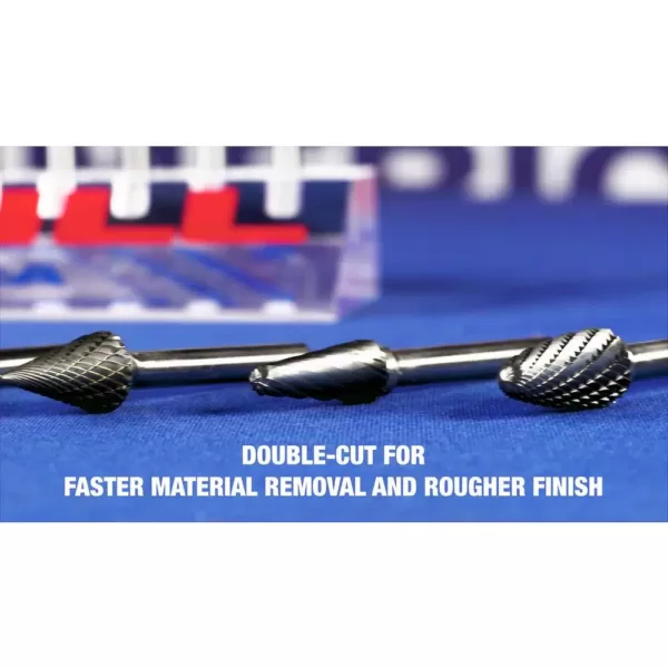 Drill America 5/16 in. x 1 in. Cylindrical Solid Carbide Burr Rotary File Bit with 1/4 in. Shank