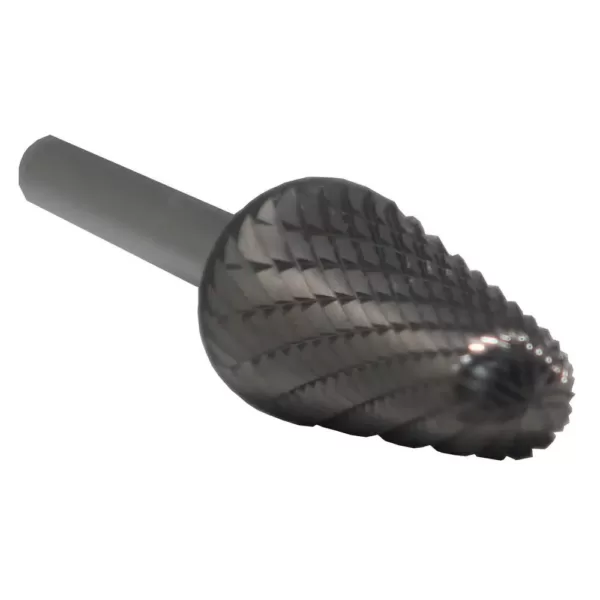 Drill America 3/4 in. x 1-1/2 in. Cone Solid Carbide Burr Rotary File Bit with 1/4 in. Shank