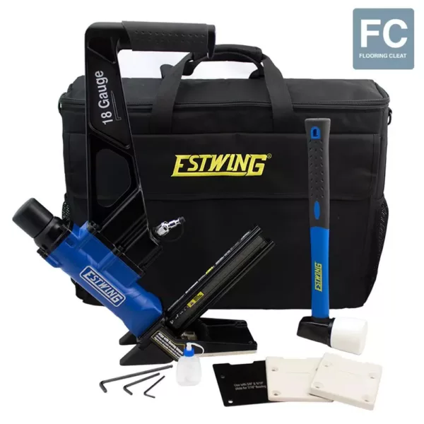 Estwing Pneumatic 18-Gauge L-Cleat Flooring Nailer with Fiberglass Mallet and Padded Bag