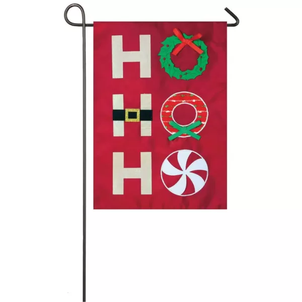 Evergreen 18 in. x 12.5 in. Ho Ho Ho Garden Applique Flag