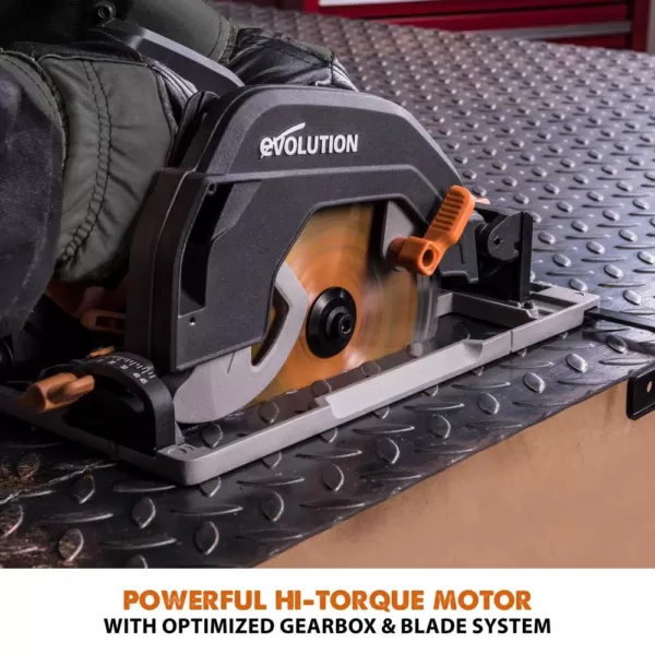 Evolution Power Tools 15 Amp 7-1/4 in. Circular Track Saw Kit with 40 in. Track, Electric Brake and Multi-Material Blade