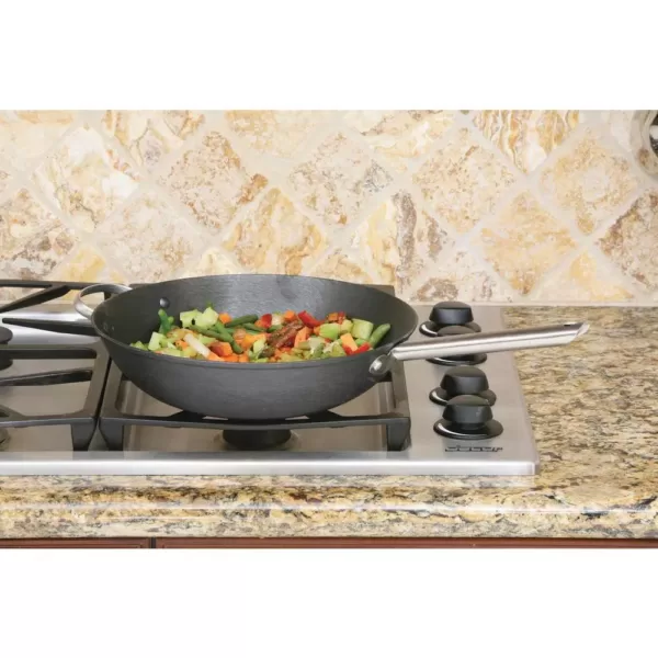 ExcelSteel 13 in. Cast Iron Chinese Wok with Assist Handle