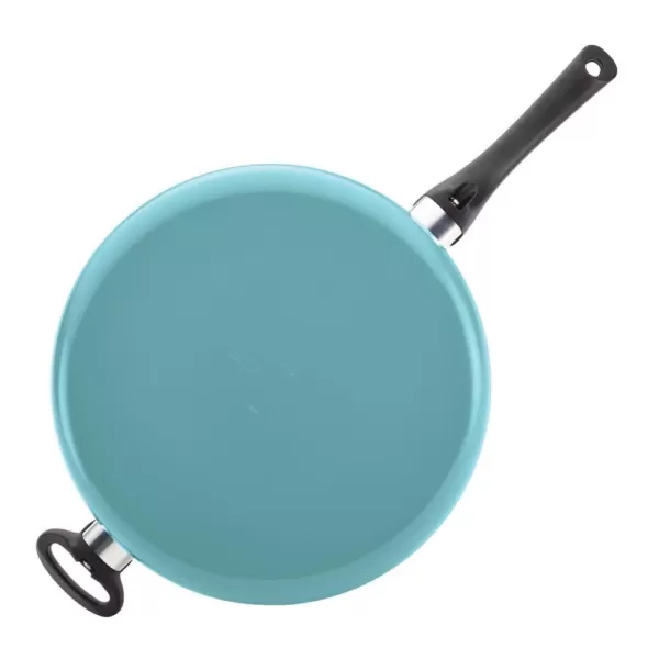 Farberware purECOok 5 qt. Aluminum Ceramic Nonstick Saute Pan in Aqua with Glass Lid