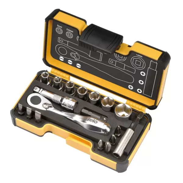 Felo XS Pocket Size Set with Mini Ratchet Metric in StrongBox (18-Piece)