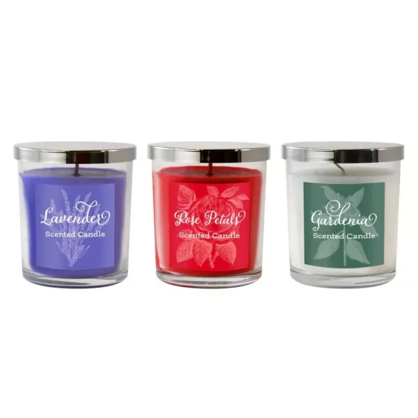 LUMABASE Floral Collection Scented Candles in 10 oz. Glass Jars (Set of 3)