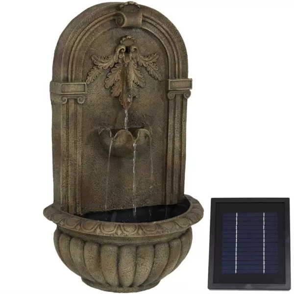 Sunnydaze Decor Florence Resin Florentine Stone Solar-On-Demand Outdoor Wall Fountain