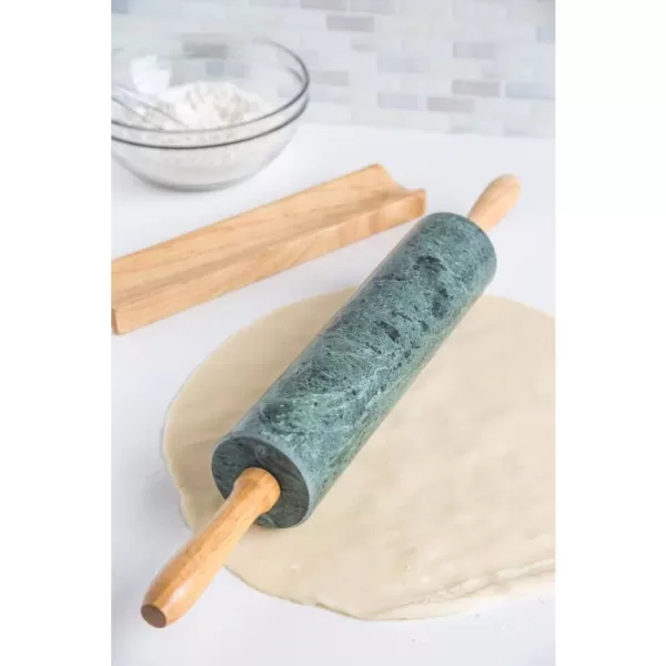 Fox Run Green MRBL Rolling Pin/Base