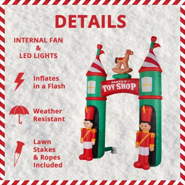 Fraser Hill Farm 10 ft. Santa's Toy Shop Archway Inflatable with Lights