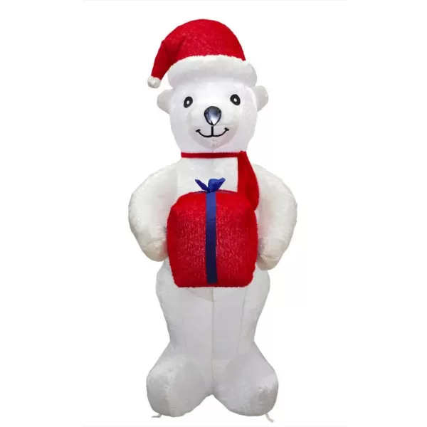 Fraser Hill Farm 8 ft. Pre-Lit Plush Polar Bear Christmas Inflatable