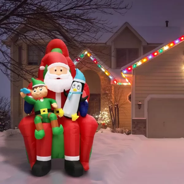 Fraser Hill Farm 10 ft. Pre-Lit Santa, Elf and Penguin Christmas Inflatable