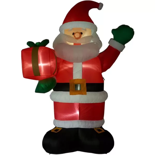 Fraser Hill Farm 10 ft. Santa Claus with Gift Bag Christmas Inflatable with Lights