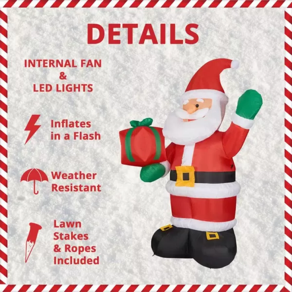 Fraser Hill Farm 10 ft. Santa Claus with Gift Bag Christmas Inflatable with Lights