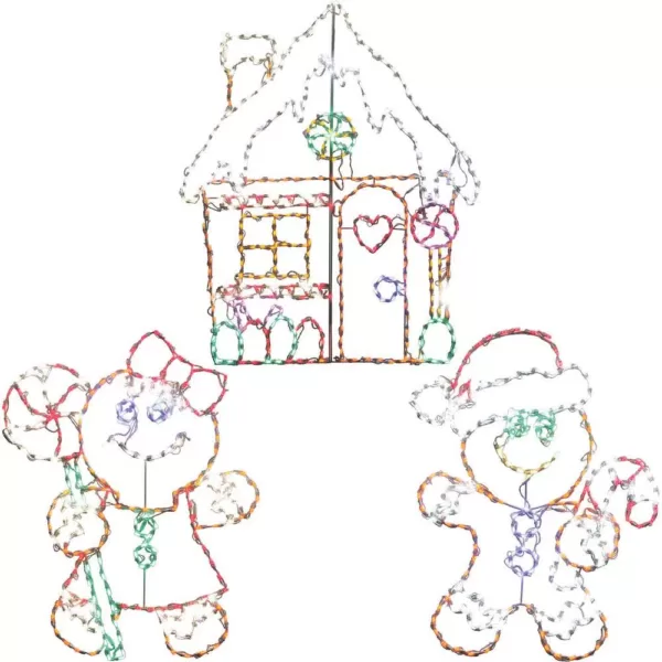 Fraser Hill Farm 5.5 ft. 862-Light Multi-Color Gingerbread Set Novelty Light (3-Piece)