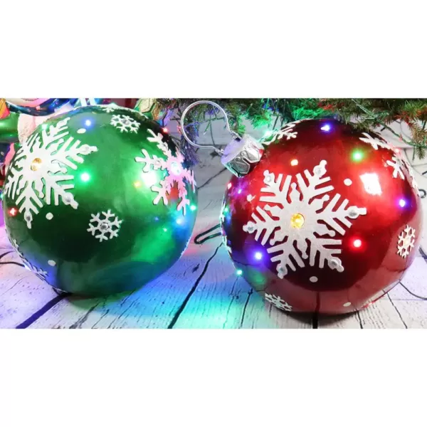 Fraser Hill Farm 1.5 ft. 24-Light LED Jeweled Ball Ornament with Snowflake Design