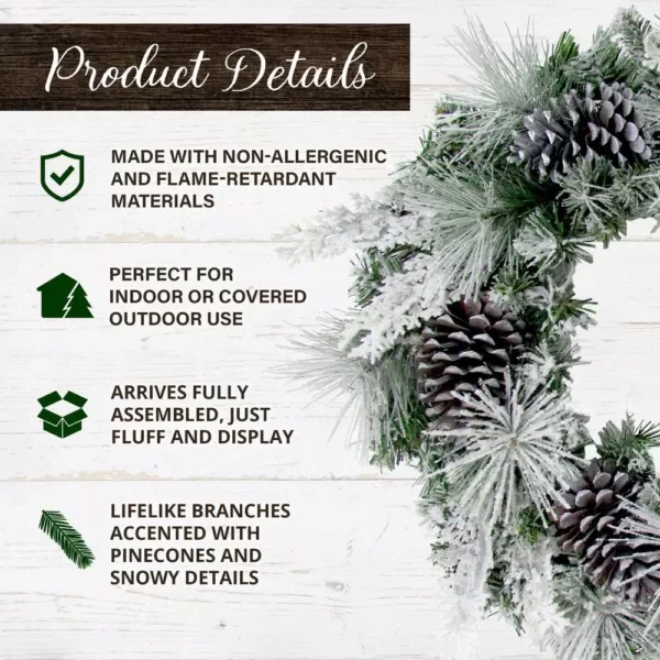 Fraser Hill Farm 24 in. Artificial Christmas Wreath with Oversized Pinecones