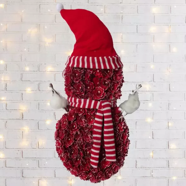 Fraser Hill Farm 25 in. Artificial Christmas Snowman Wreath with Hat and Striped Scarf