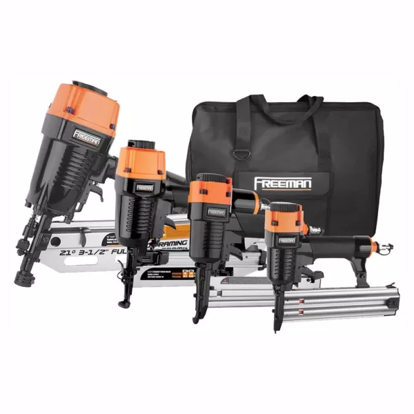 Freeman Pneumatic 21-Degree Framing and Finish Nail Gun Combo Kit with Canvas Bag and Fasteners (4-Piece)