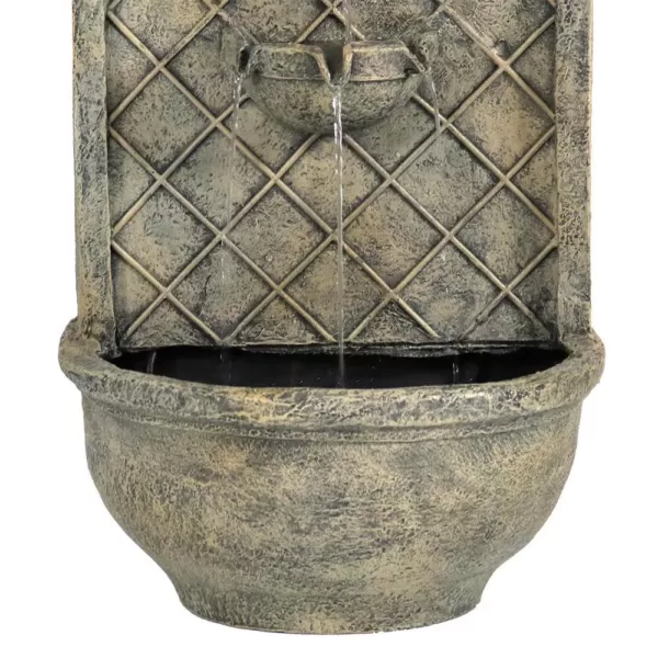 Sunnydaze Decor Messina Resin French Limestone Solar Outdoor Wall Fountain