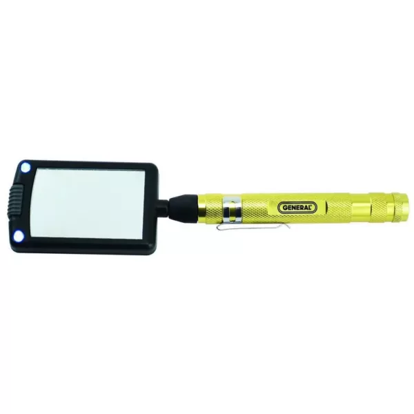 General Tools LED Lighted 24 in. Telescoping Rectangular Inspection Mirror Tool