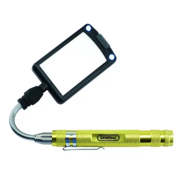 General Tools LED Lighted 24 in. Telescoping Rectangular Inspection Mirror Tool