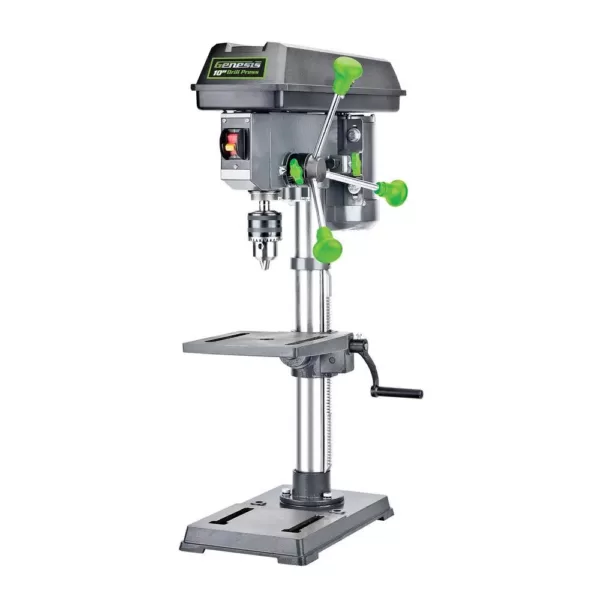 Genesis 4.1-Amp 10 in. 5-Speed Drill Press with 5/8 in. Chuck, Work Light, and Table Rotatable 360° and Tiltable 45°