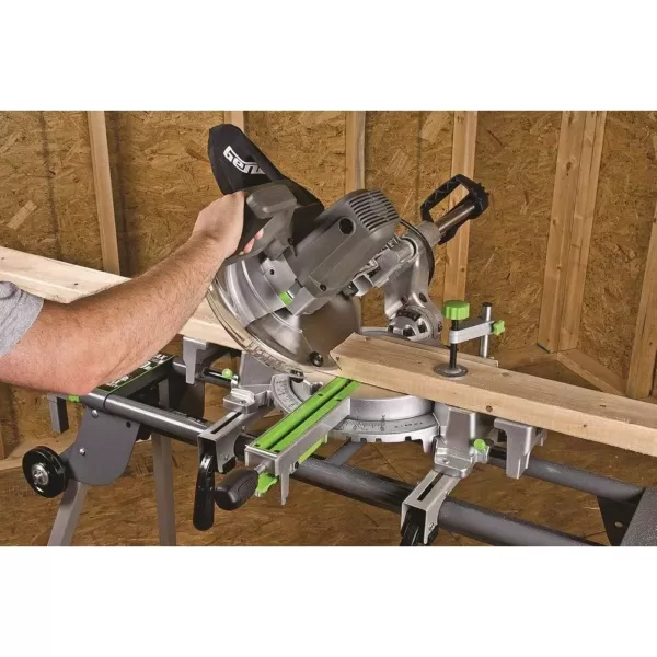 Genesis 15-Amp 10 in. Sliding Compound Miter Saw with Laser, Electric Brake, Spindle Lock, Dust Bag, Wings and Blade