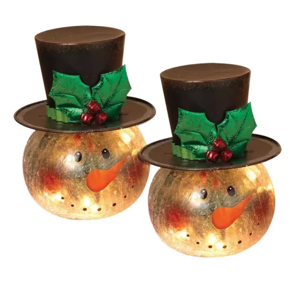 Gerson 8 in. H Electric Lighted Crackle Glass Snowman (Pack of 2)