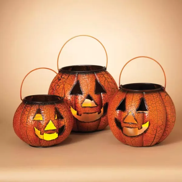 Gerson Assorted Metal Nested Jack-O-Lanterns with Handles (Set of 3)