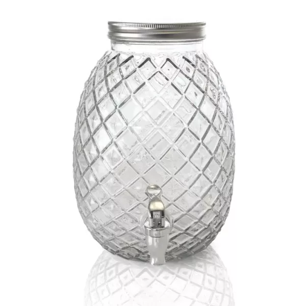 Gibson Home 1.2 Gal. Clear Glass Drink Dispenser Beverage Serveware in Pineapple Shape