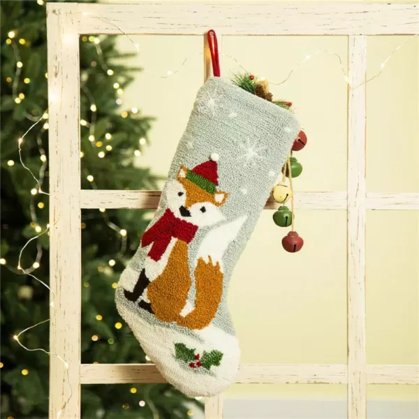 Glitzhome 19 in. L Fox Hooked Stocking