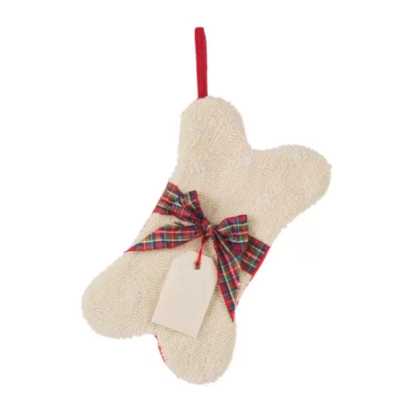 Glitzhome 12.5 in. Hooked Christmas Decor Stocking with Bone Shape