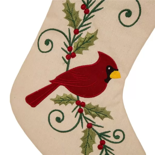 Glitzhome 21 in. H Fabric Cardinal Stocking