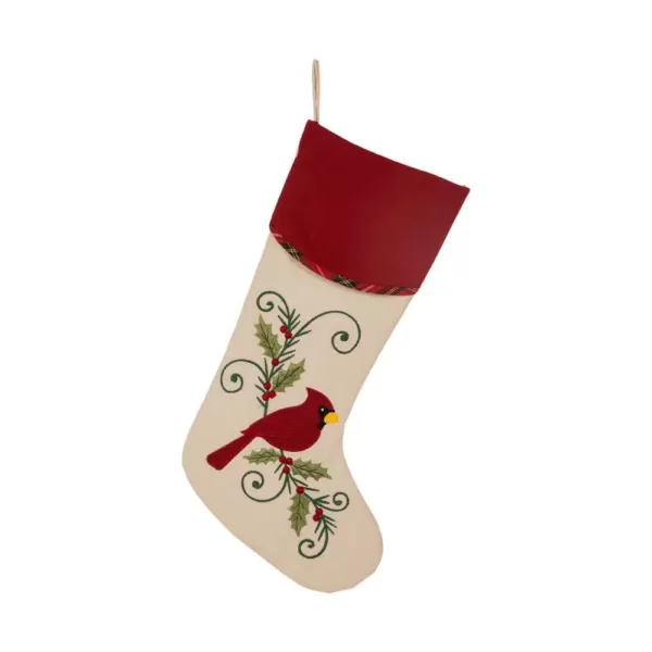 Glitzhome 21 in. H Fabric Cardinal Stocking