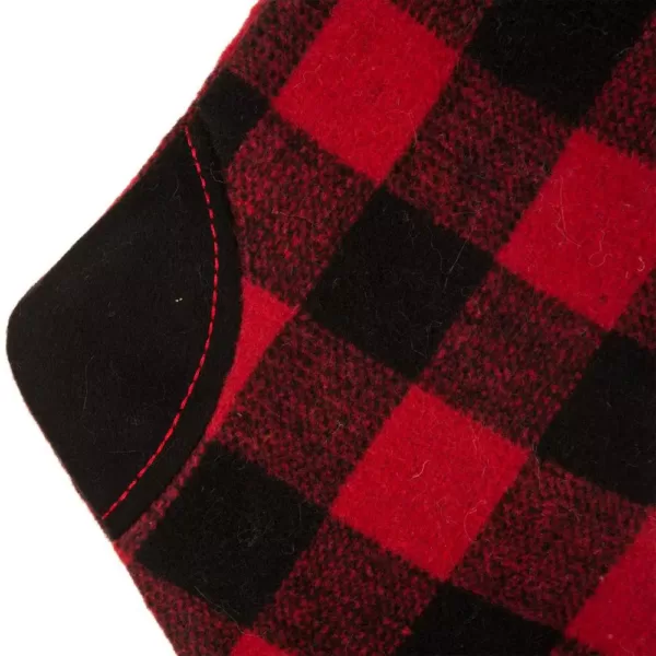 Glitzhome 21 in. H Black/Red Polyester Fur Buffalo Plaid Christmas Stocking