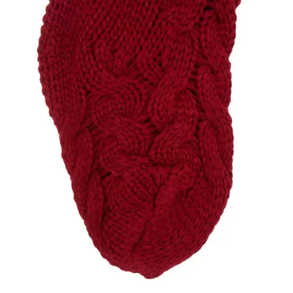 Glitzhome 24 in. H Knitted Polyester Christmas Stocking with Pom Ball-Red